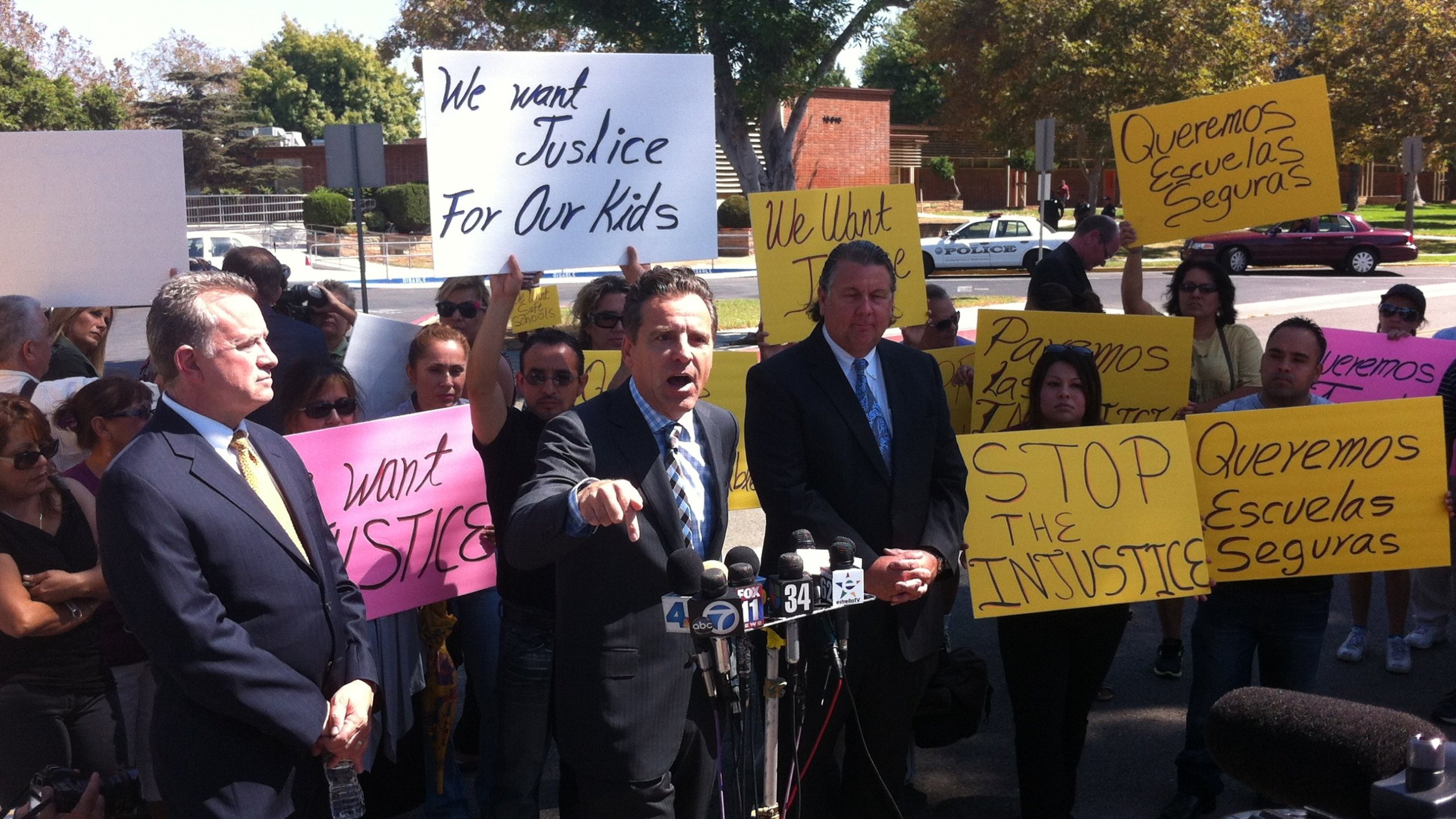 Attorney Brian Claypool speaking to the press